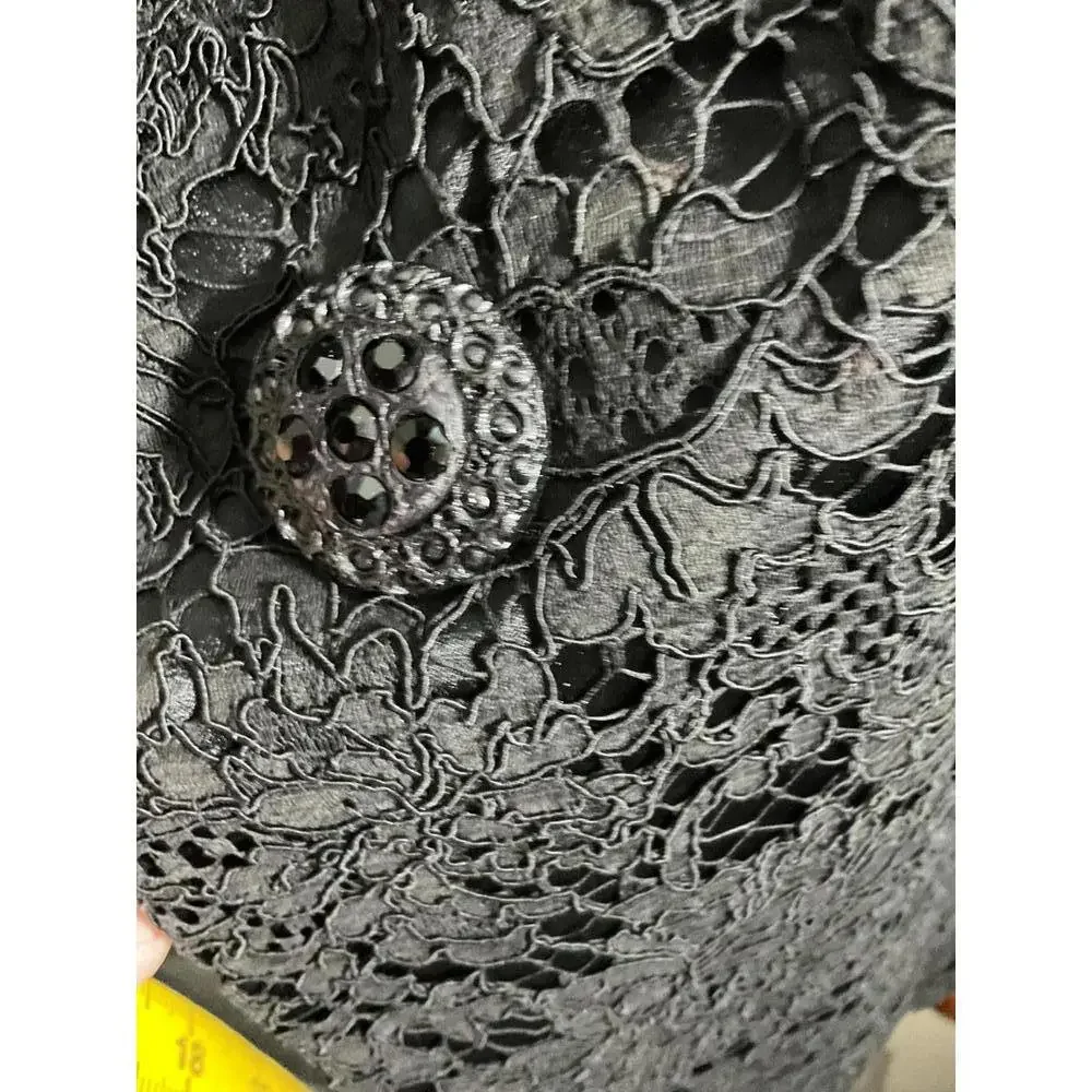 Elegant Black Lace Bolero Jacket with Beautiful Jeweled Buttons Large/XLarge - Picture 14 of 14